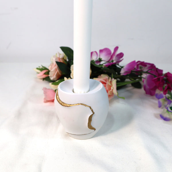 Handmade Porcelain Candleholder with Gold