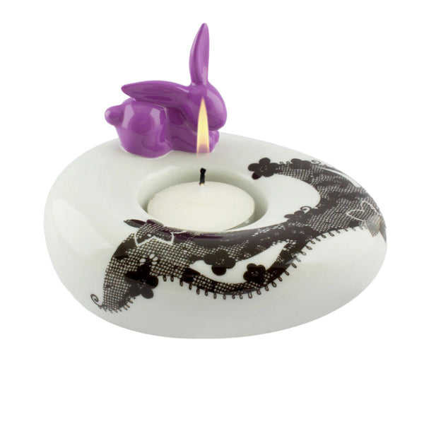 Purple Glow – Porcelain Bunny Candleholder