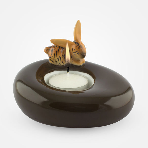 Tiger Glow – Porcelain Bunny Candleholder