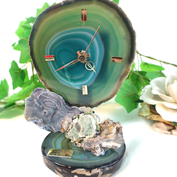 Agate Crystal Gemstones Clock (Green)