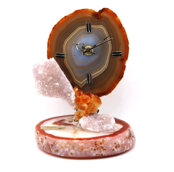 Handmade Brown Agate Clock made in Spain.