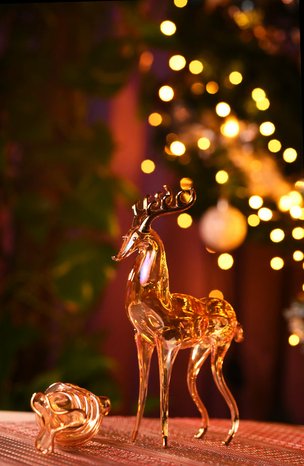 Handmade Colored Light-Glass Christmas Reindeer