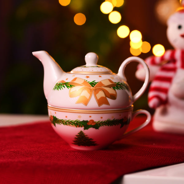 Handmade Christmas tree  Porcelain Set of Teapot & Tea cup ,Made in Italy