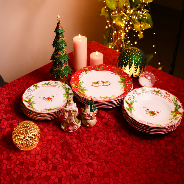 Handmade Christmas Reindeer Design ''Dining Set '' of 18 pcs  Made in Italy