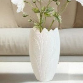 Handmade white Palma Vase made in Germany.